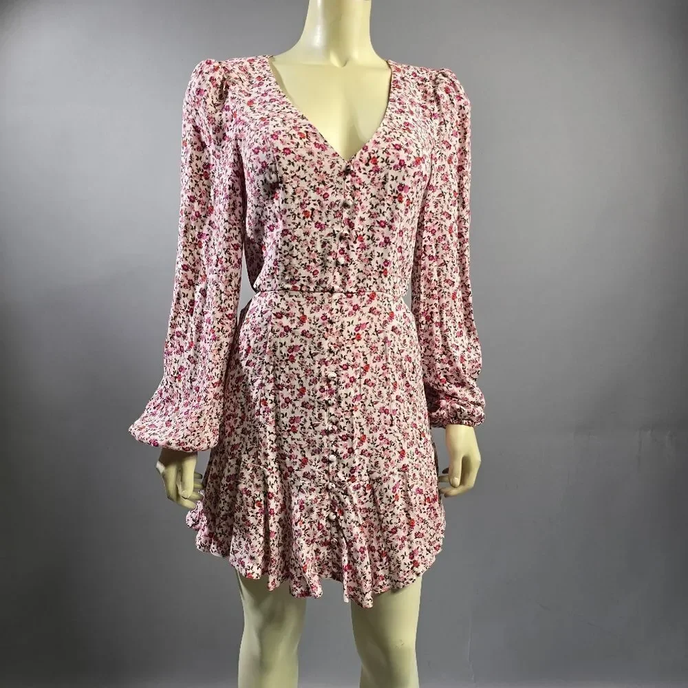 AFRM Pink Floral Long Sleeve Dress R7